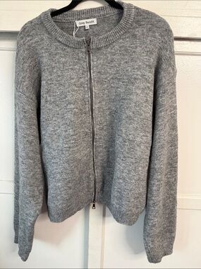 Grey Bandit Women's Heather Grey Zip-Front Cardigan